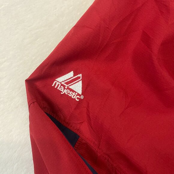 VTG Y2k Majestic Cool Base MILB Portland Sea Dogs Red Windbreaker Jacket XL - Picture 5 of 12